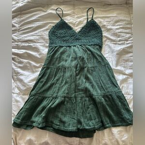 aerie Green Crocheted Bust Mini Dress